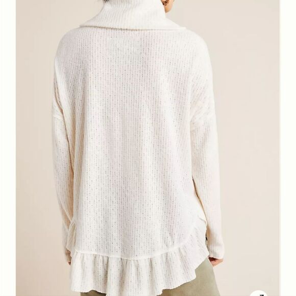 Maeve Addie Ruffled Hacci Pullover cream size xs - Picture 3 of 9